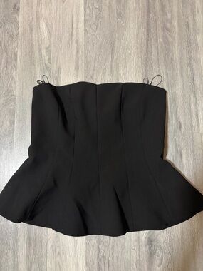 Zara Black Strapless Peplum Top